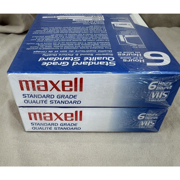 2 Pack‎ VHS Tapes Maxell Videocassette 6 Hours T-120 Blank New Sealed - Picture 4 of 4